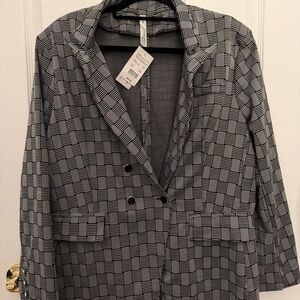 NY Collection Monochrome Striped Jacket